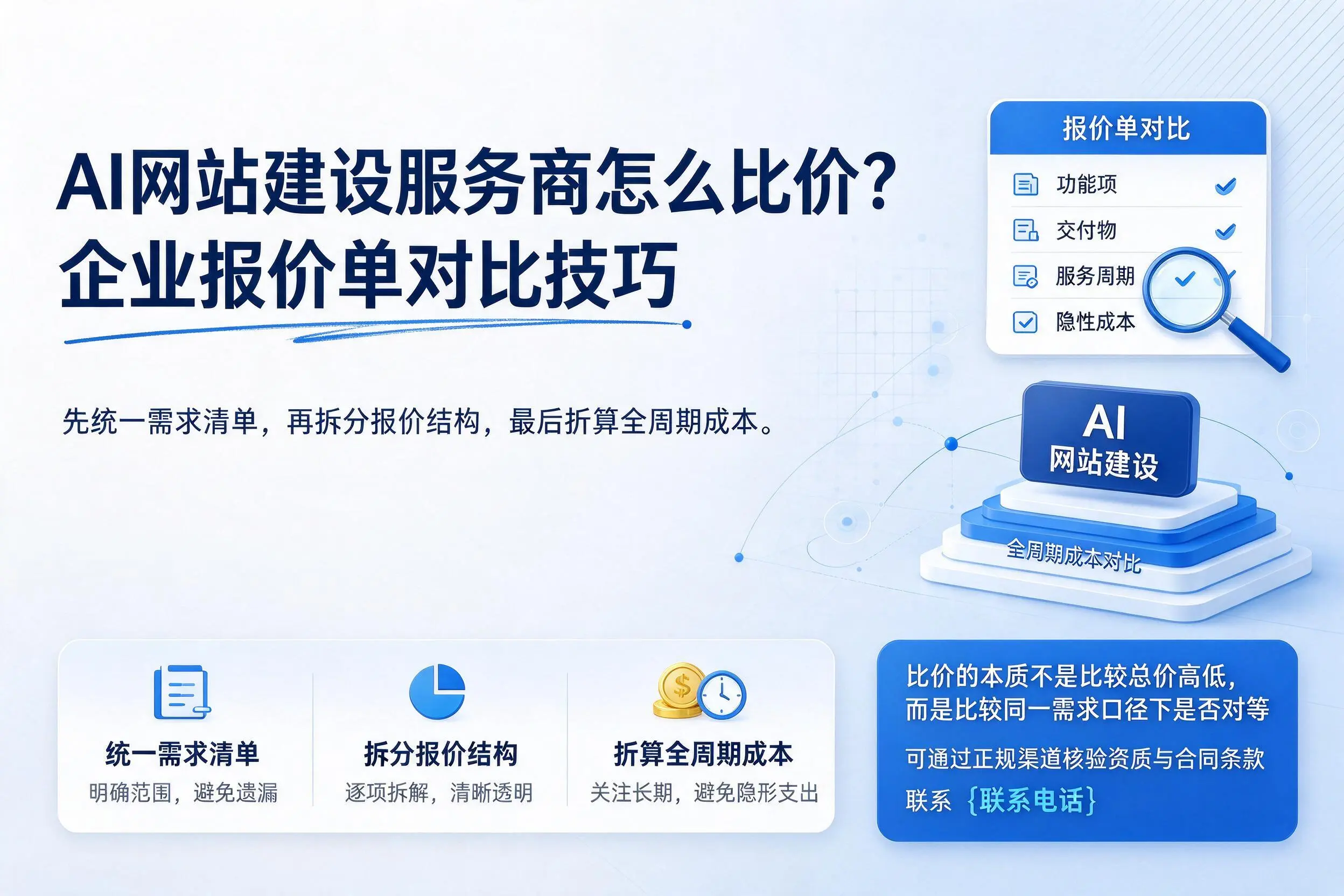 AI网站建设服务商怎么比价？怀化企业报价单对比技巧